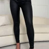 Ultimate Destiny Black Faux Leather Stretch Skinny Fit Jeans