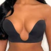 Ultimate Push Up Deep Plunge Black Backless Stick On Side Panel Bra