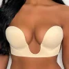 Ultimate Push Up Deep Plunge Nude Backless Stick On Side Panel Bra