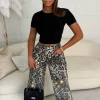 Ultimate Revolution Leopard Straight Leg Diamante Jeans