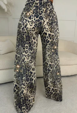 Ultimate Revolution Leopard Straight Leg Diamante Jeans