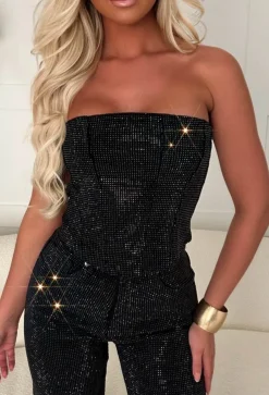 Ultimately Yours Black Diamante Bandeau Top