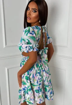 Untamed Allure Green Ring Front Side Cut Out Mini Dress