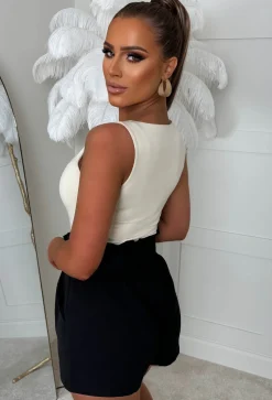 Vibe With Me Black Frill Top Belted Shorts
