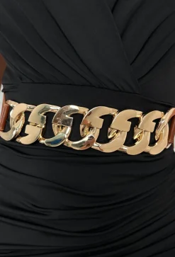 Viral Chic Brown Chain Detail Elasticated Belt