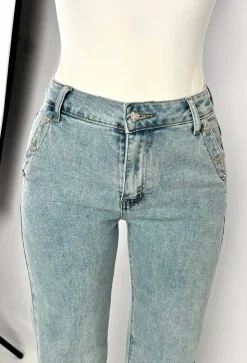 Viva Glam Light Wash Wide Leg Diamante Heart Jeans