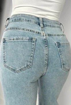 Viva Glam Light Wash Wide Leg Diamante Heart Jeans