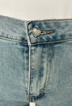 Viva Glam Light Wash Wide Leg Diamante Heart Jeans