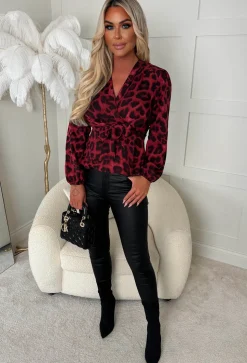Wild Kisses Hot Pink Leopard Print Tie Knot Top