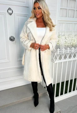 Wrap Up Tight Cream Teddy Belted Coat