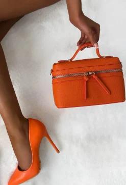 Xoxo Chic Orange Top Handle Vanity Bag