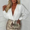 You're Dazzling Gold Sequin Panel Stretch Skirt