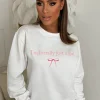 You're My Girl White Bow Slogan Sweatshirt
