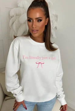 You're My Girl White Bow Slogan Sweatshirt
