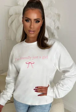 You're My Girl White Bow Slogan Sweatshirt