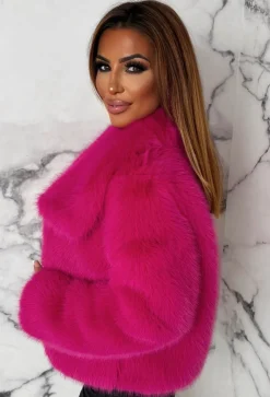 Yours Forever Hot Pink Ultra Thick Faux Fur Jacket